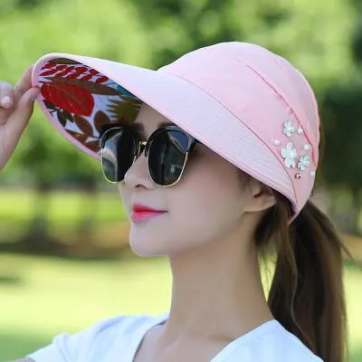 summer sun hat adjustable wide-brimmed beach hat UV protection sun visor hat