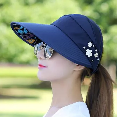 summer sun hat adjustable wide-brimmed beach hat UV protection sun visor hat