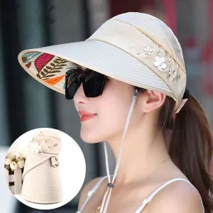 summer sun hat adjustable wide-brimmed beach hat UV protection sun visor hat
