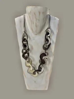 Tagua Organic Fair Trade Necklace in Grey and Cream Adjustable