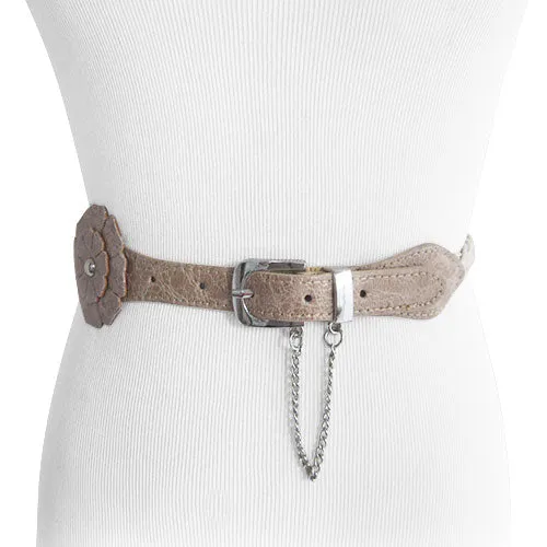 Taupe Flower Accent Braided Women’s Belt