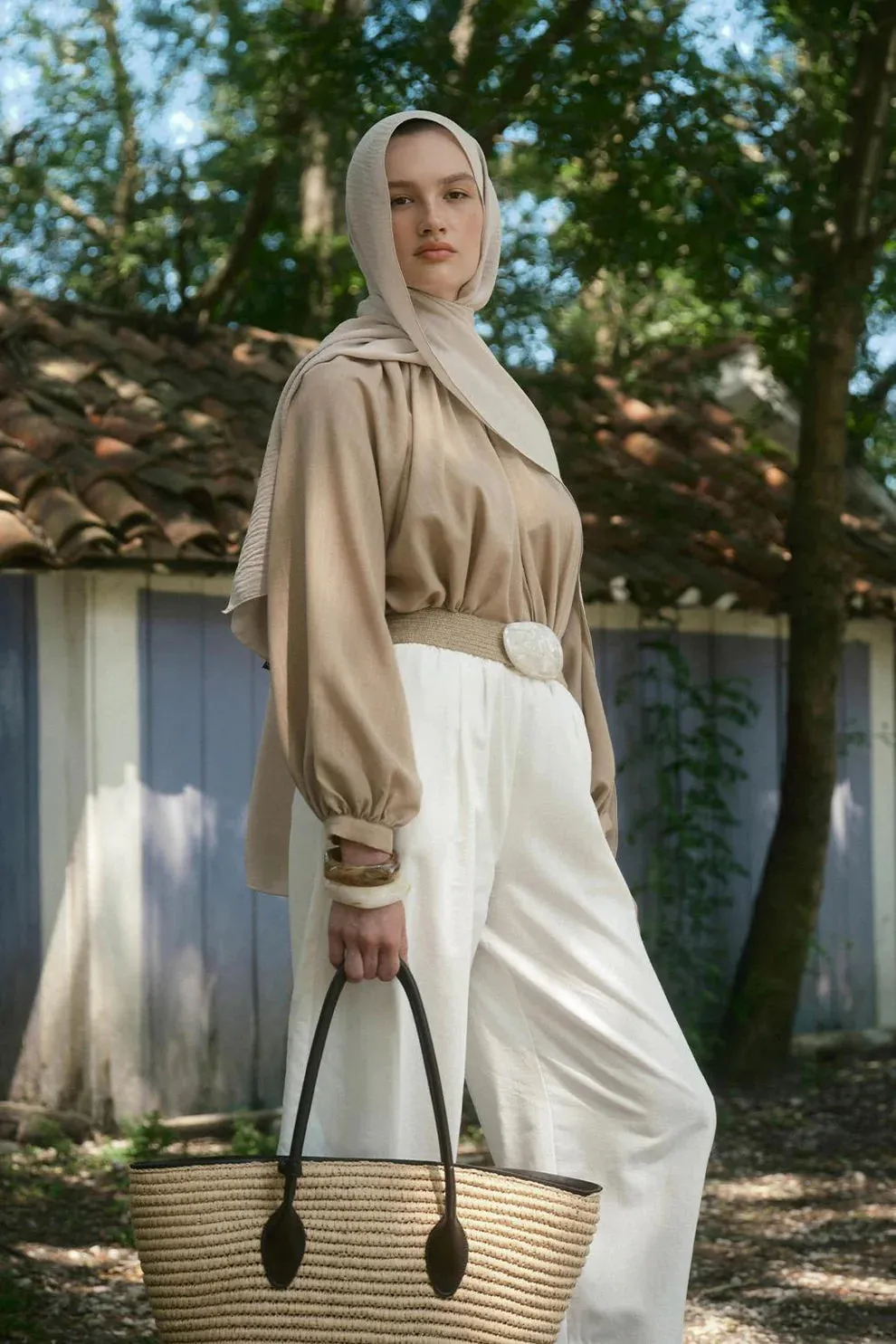 Textured Crepe Scarf Stone