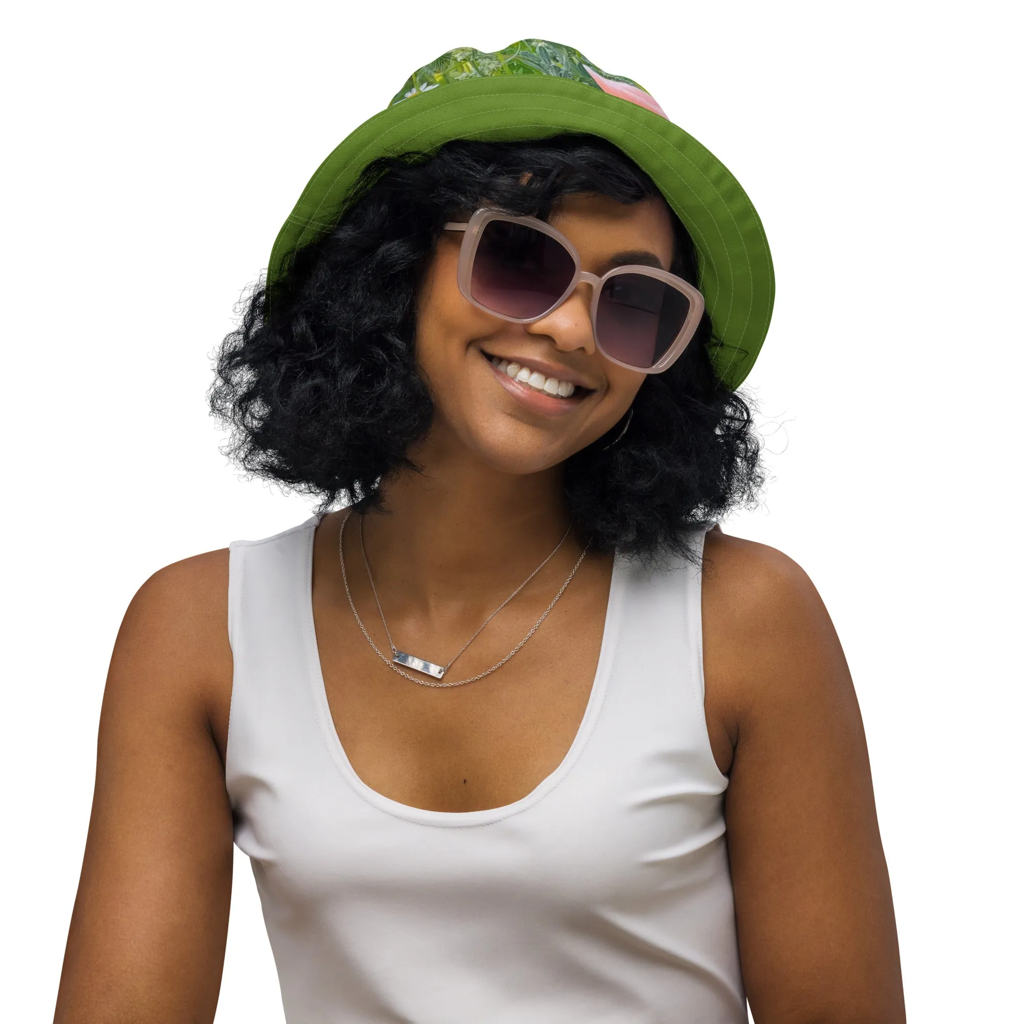 The FLOWER LOVE Collection - "Wildflower Wonder" Design Premium Reversible Bucket Hat - Green Inside - Wildflower Hat, Gifts for Her