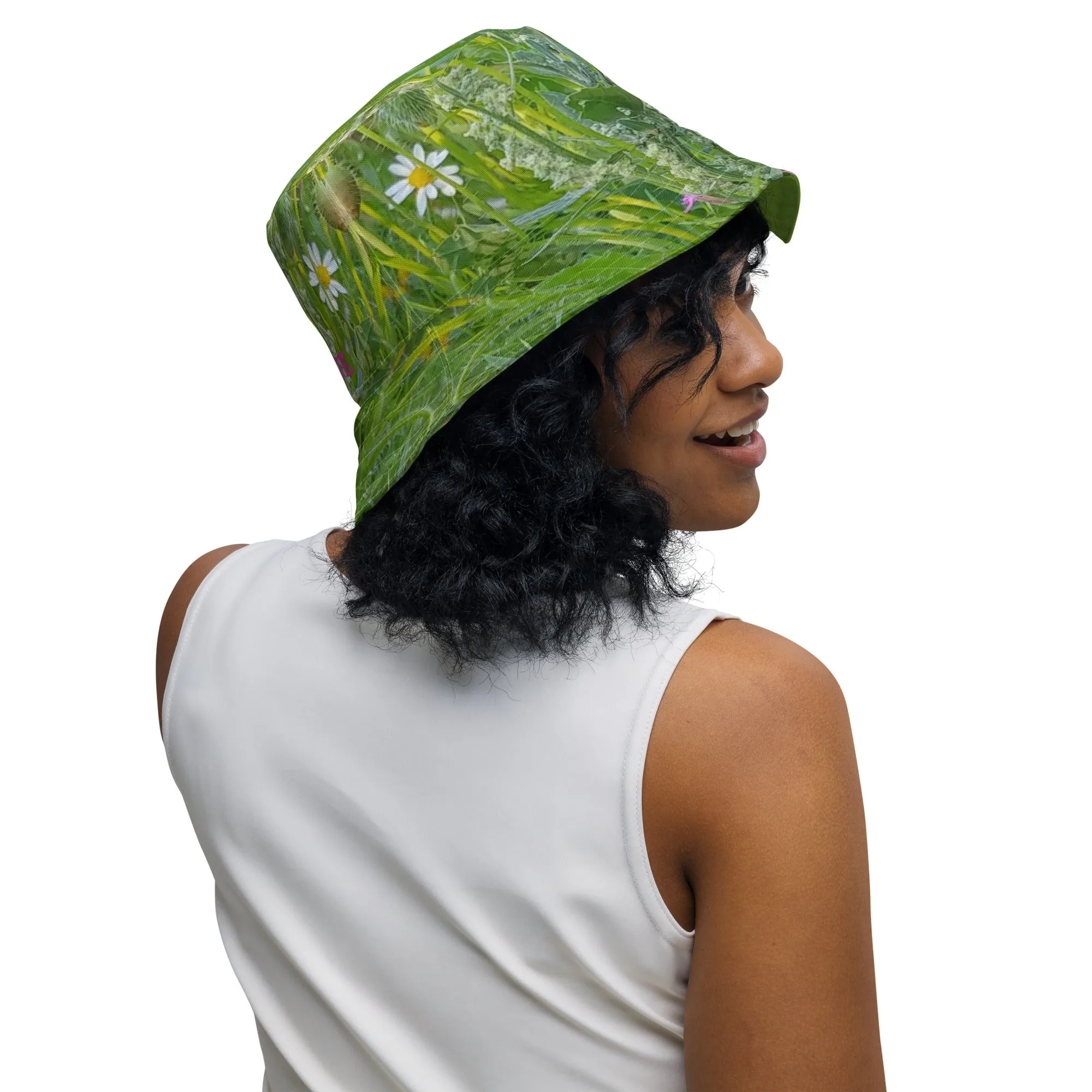 The FLOWER LOVE Collection - "Wildflower Wonder" Design Premium Reversible Bucket Hat - Green Inside - Wildflower Hat, Gifts for Her