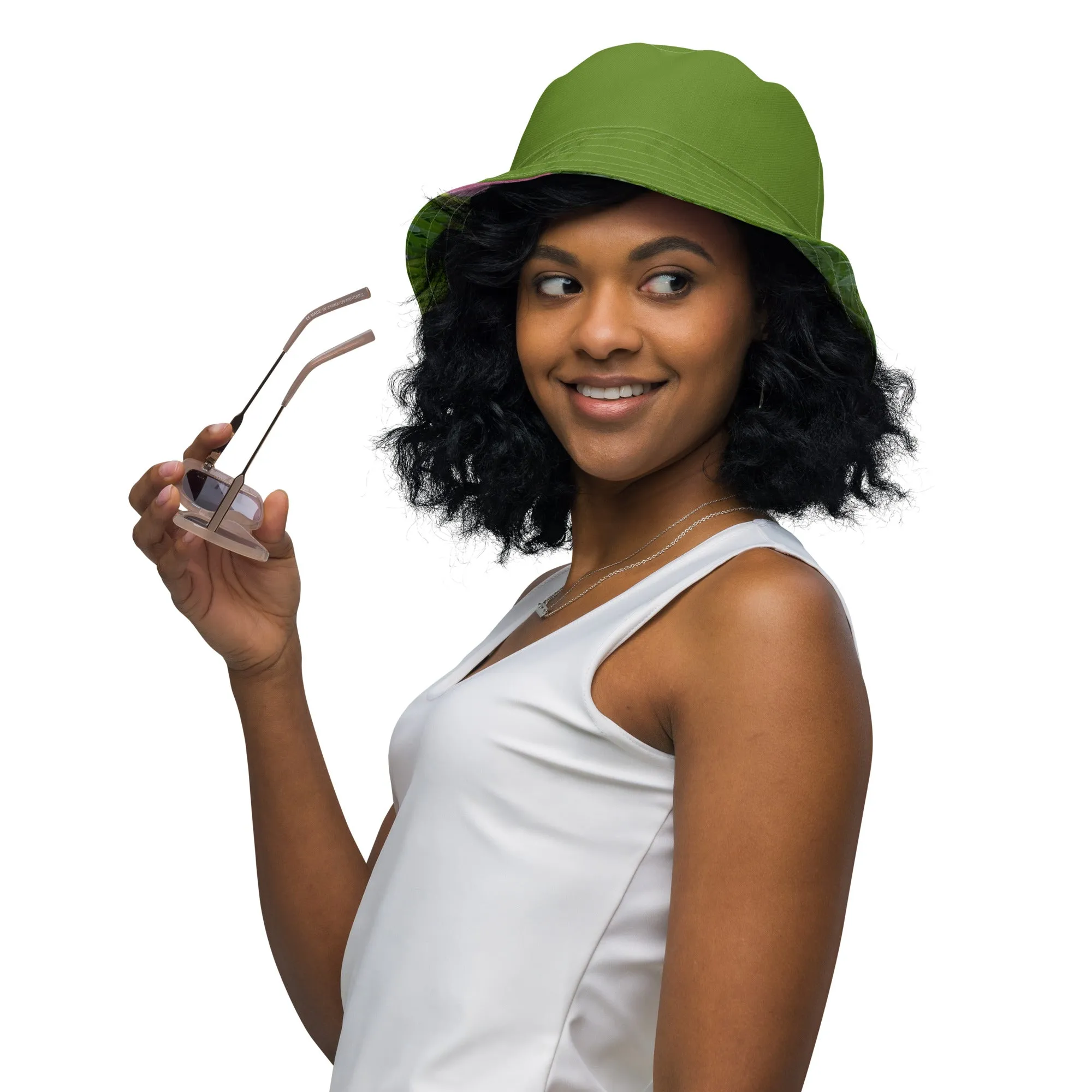The FLOWER LOVE Collection - "Wildflower Wonder" Design Premium Reversible Bucket Hat - Green Inside - Wildflower Hat, Gifts for Her