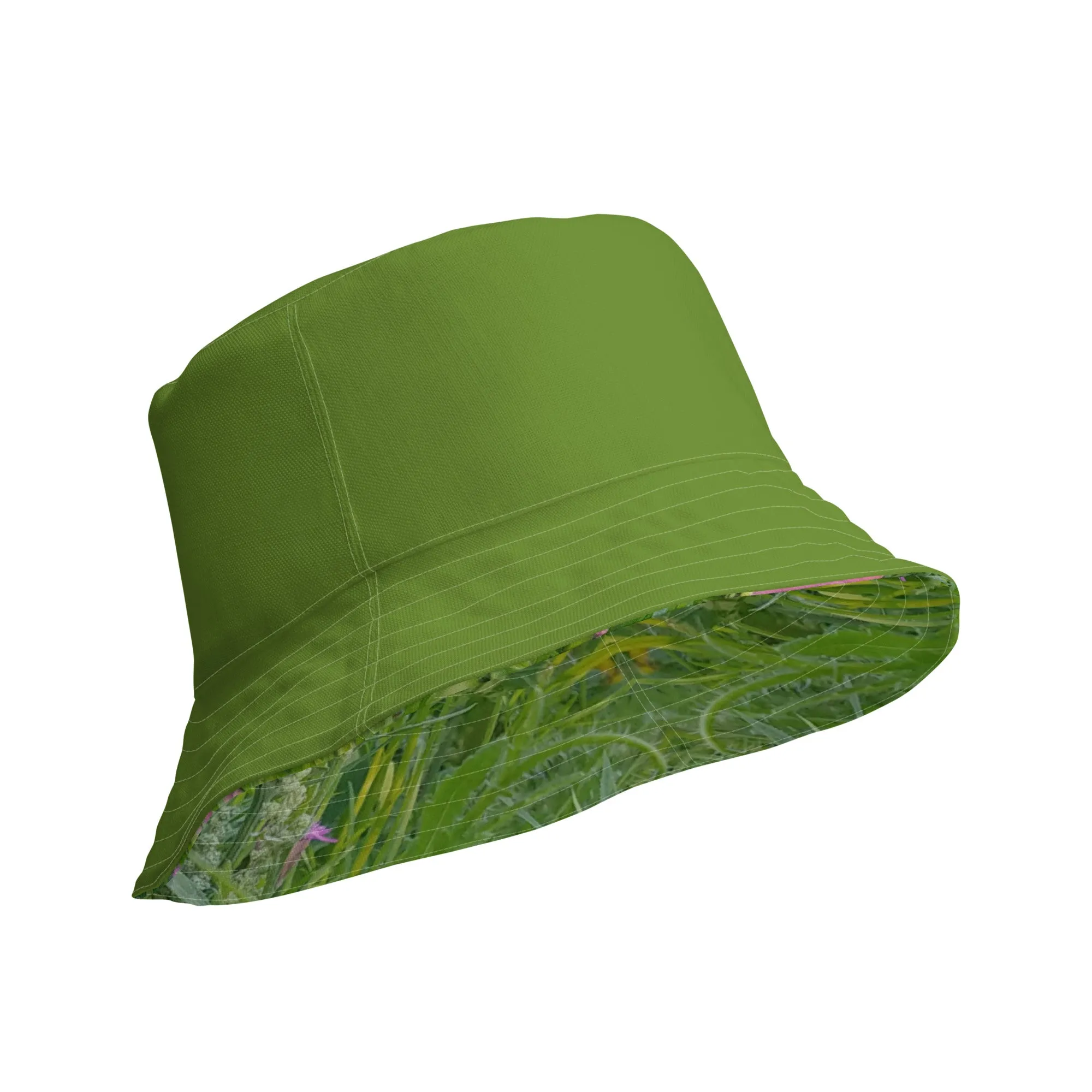 The FLOWER LOVE Collection - "Wildflower Wonder" Design Premium Reversible Bucket Hat - Green Inside - Wildflower Hat, Gifts for Her