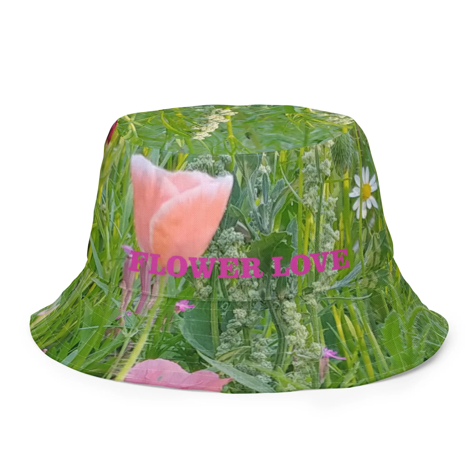 The FLOWER LOVE Collection - "Wildflower Wonder" Design Premium Reversible Bucket Hat - Green Inside - Wildflower Hat, Gifts for Her