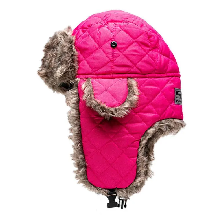 Trapper Hat | Pilot | Pink | Brown Fur
