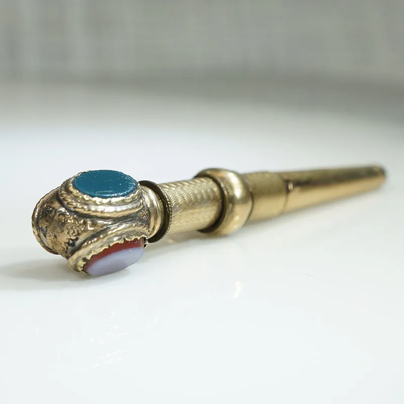 Triple Agate Georgian Watch Key Pendant