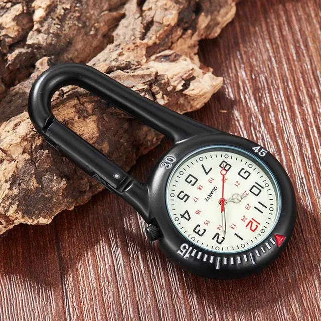 Unisex Compass Bottle Opener Clip-on Carabiner Outdoor Sports Pocket Watch