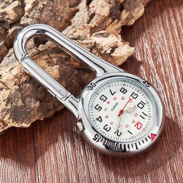 Unisex Compass Bottle Opener Clip-on Carabiner Outdoor Sports Pocket Watch
