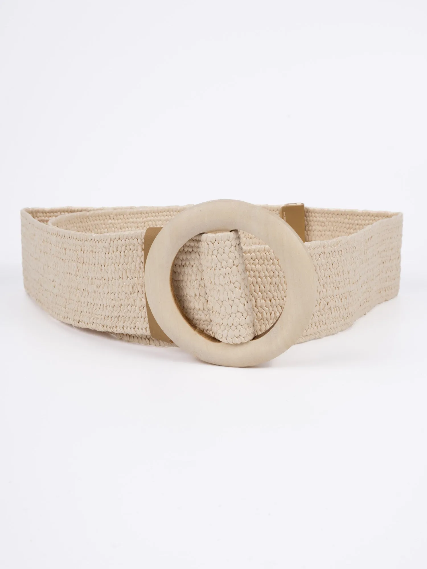 Vegan Woven Waist Belt - Nimes - Round Buckle - Natural - 95cm