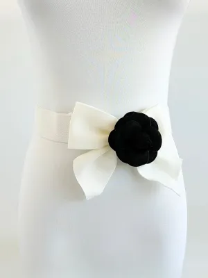 Vintage Bow Rose Belt - Ivory