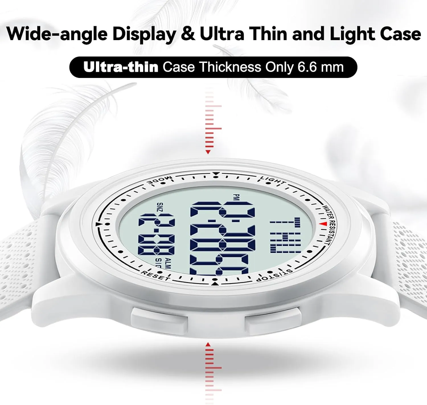 Watches for Men, Ultra-Thin Digital Watch Men with Stopwatch Countdown Alarm Wide-Angle Display Waterproof Minimalist Mens Watch Gifts for Mens Womens
