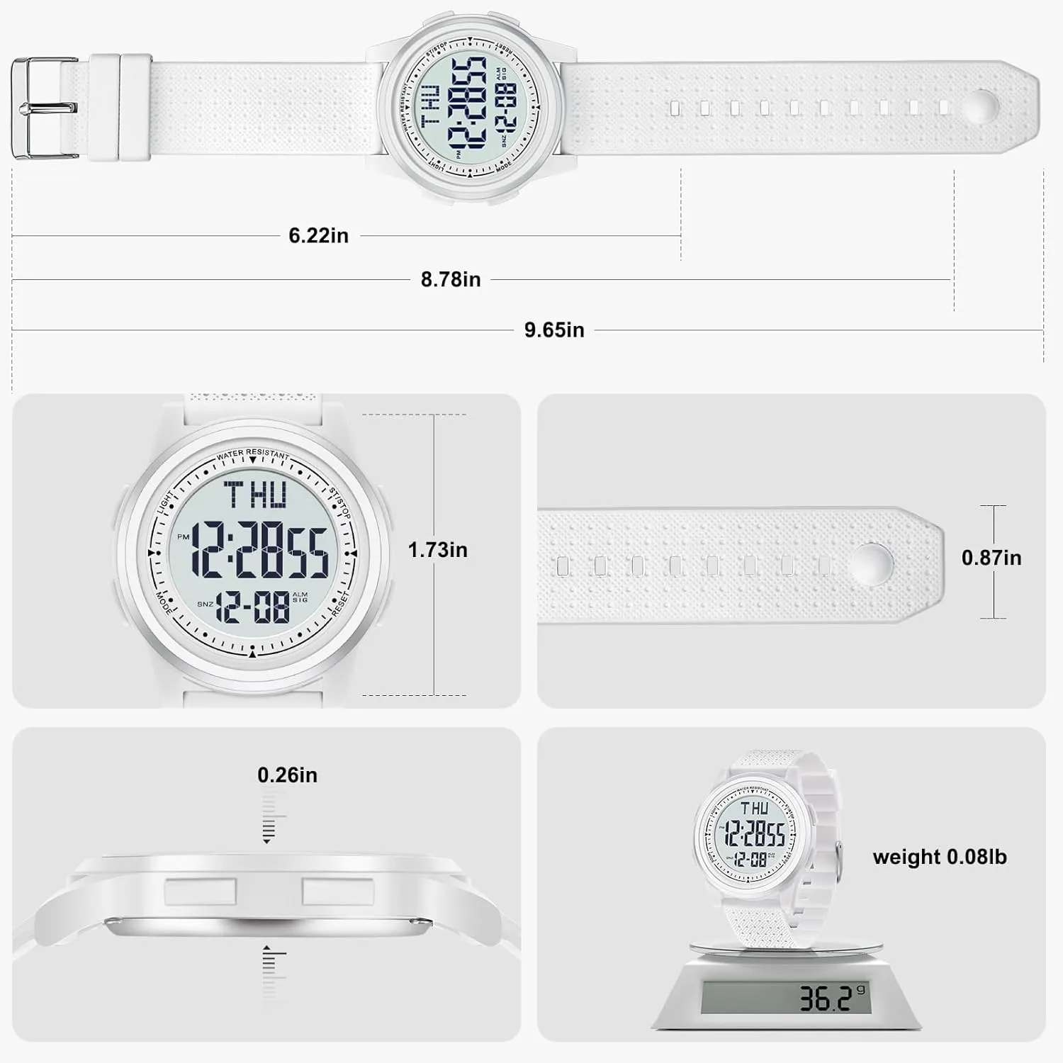 Watches for Men, Ultra-Thin Digital Watch Men with Stopwatch Countdown Alarm Wide-Angle Display Waterproof Minimalist Mens Watch Gifts for Mens Womens