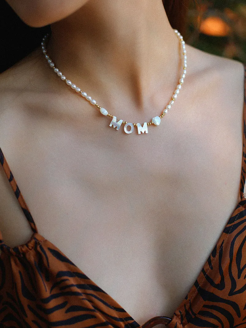 White Mother of Pearl Custom Name Pearl Necklace