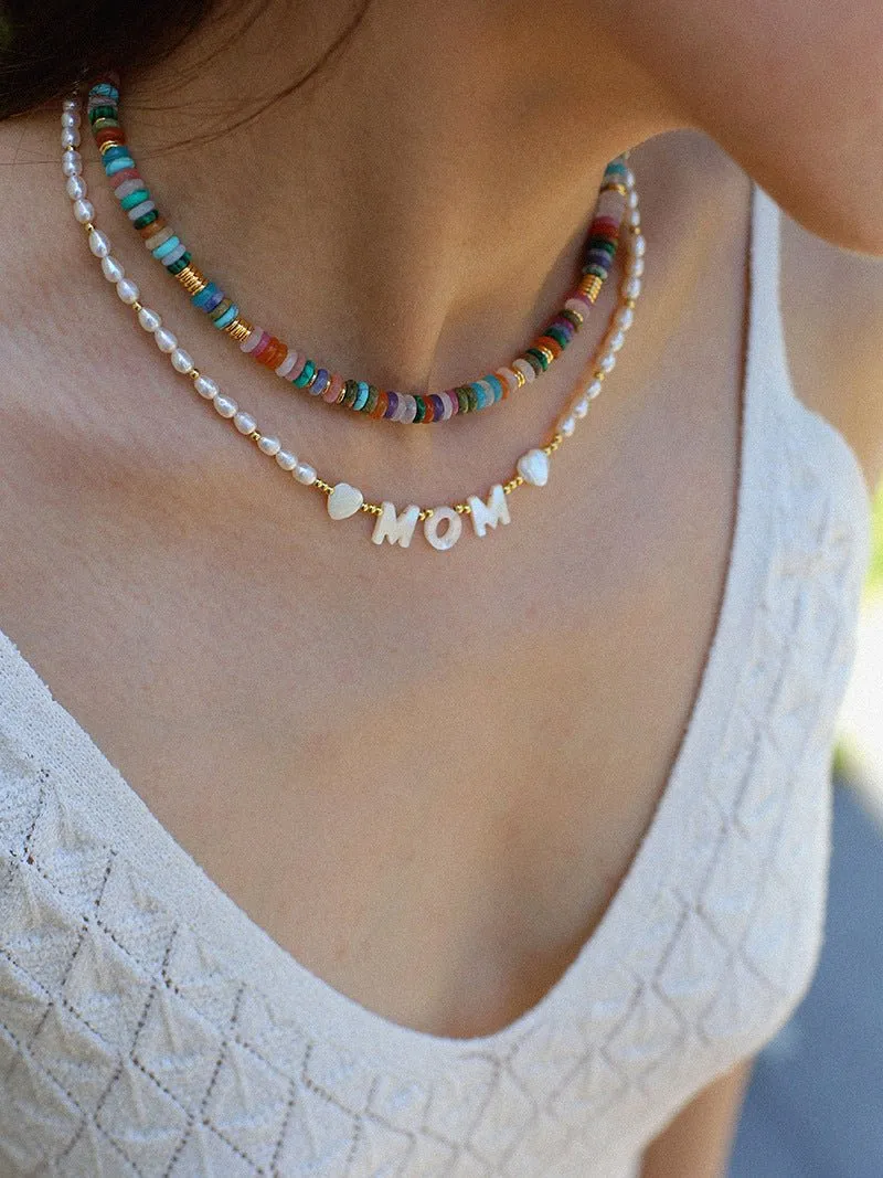 White Mother of Pearl Custom Name Pearl Necklace