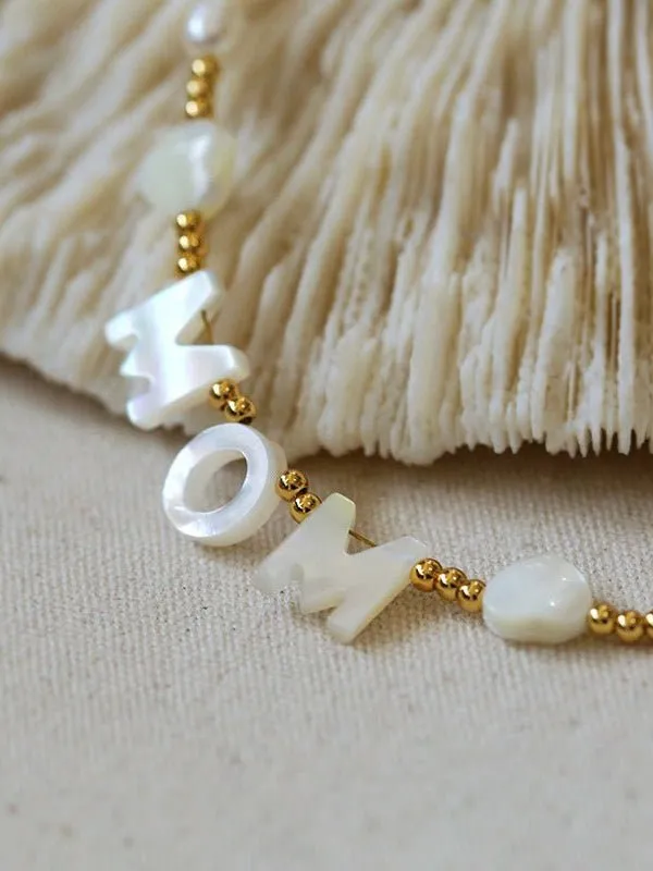 White Mother of Pearl Custom Name Pearl Necklace