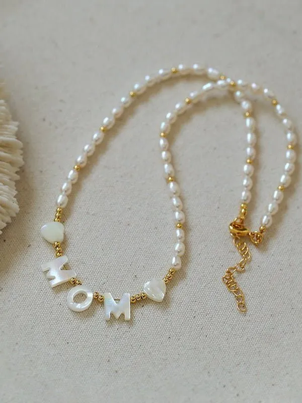 White Mother of Pearl Custom Name Pearl Necklace