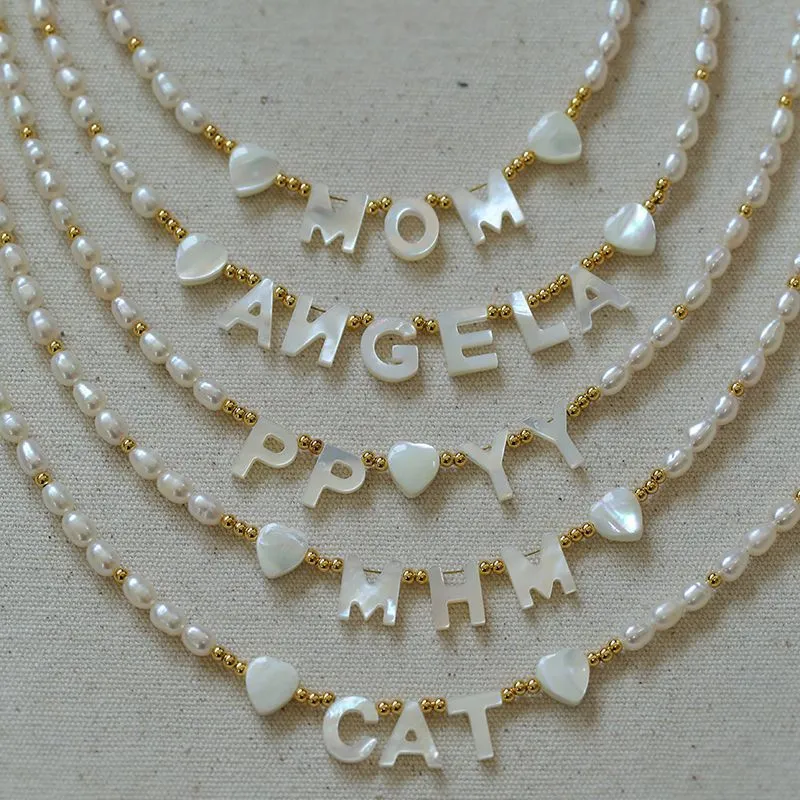 White Mother of Pearl Custom Name Pearl Necklace
