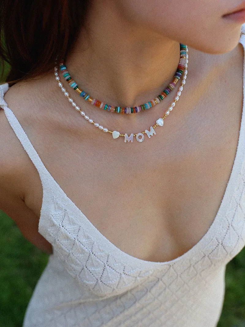 White Mother of Pearl Custom Name Pearl Necklace