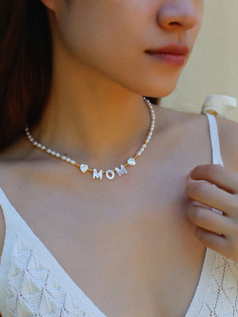 White Mother of Pearl Custom Name Pearl Necklace