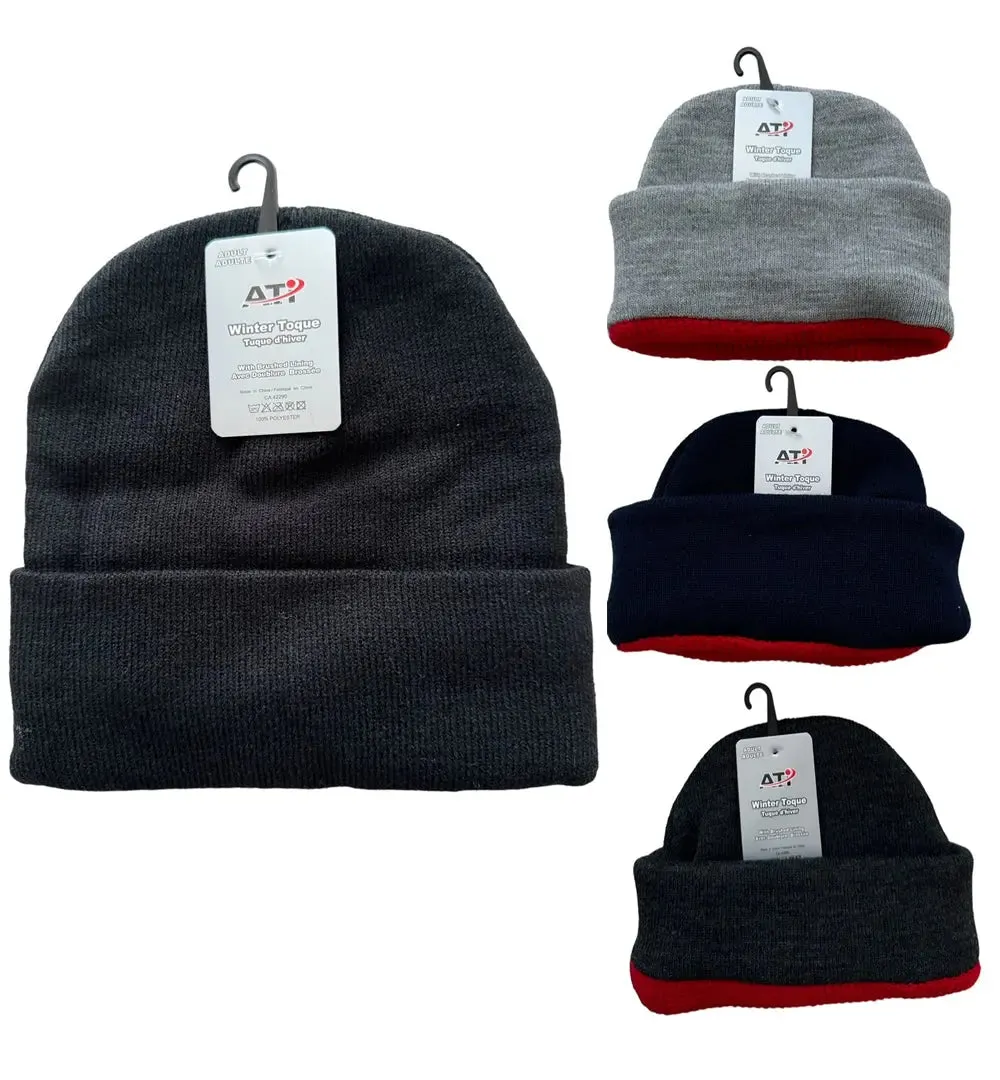 Winter hats with red insulation