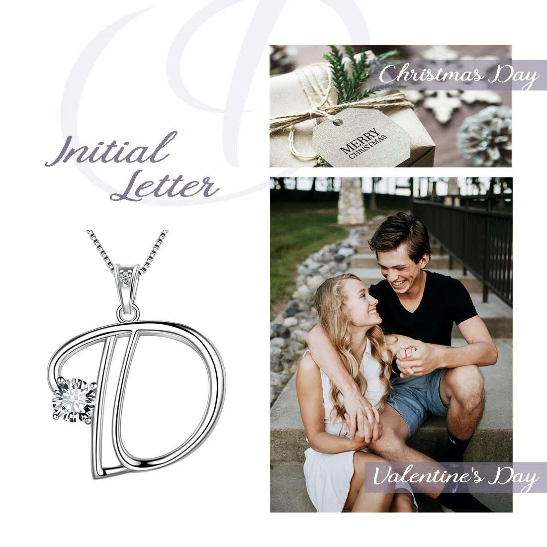 Women Initial D Letter Pendant Necklace Girl Name Jewelry Gift 925 Sterling Silver