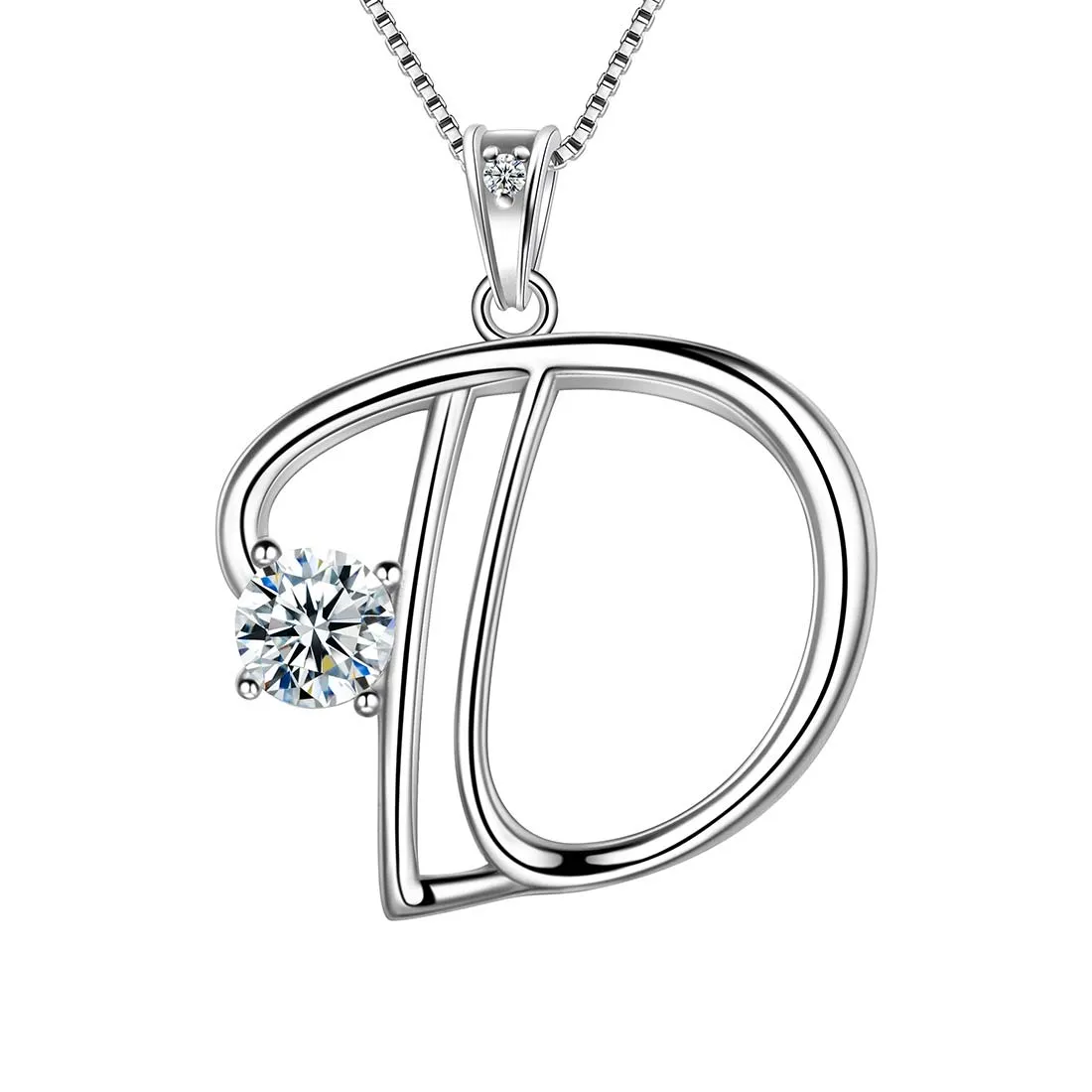 Women Initial D Letter Pendant Necklace Girl Name Jewelry Gift 925 Sterling Silver