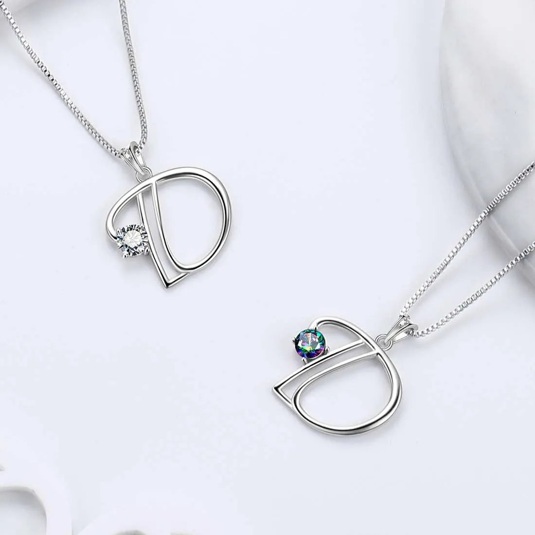 Women Initial D Letter Pendant Necklace Girl Name Jewelry Gift 925 Sterling Silver