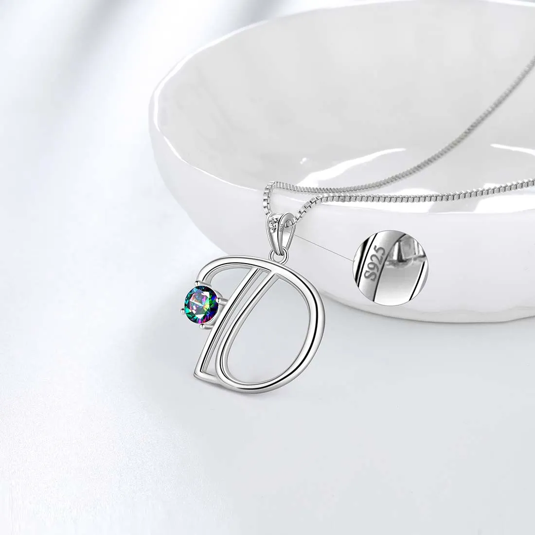 Women Initial D Letter Pendant Necklace Girl Name Jewelry Gift 925 Sterling Silver