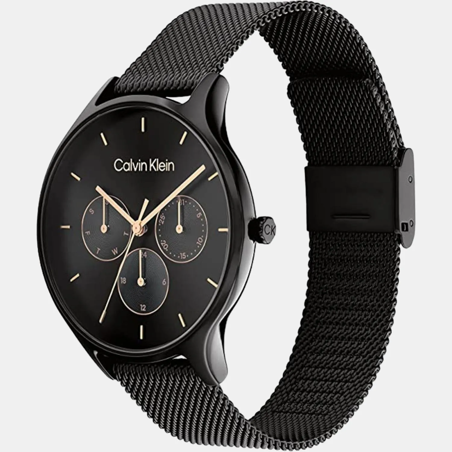 Women Quartz Black Dial Stainless Steel Multi-Function Watch 25200105