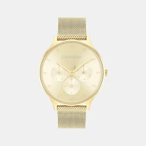Women Yellow Dial Stainless Steel Multi-Function Watch 25200103