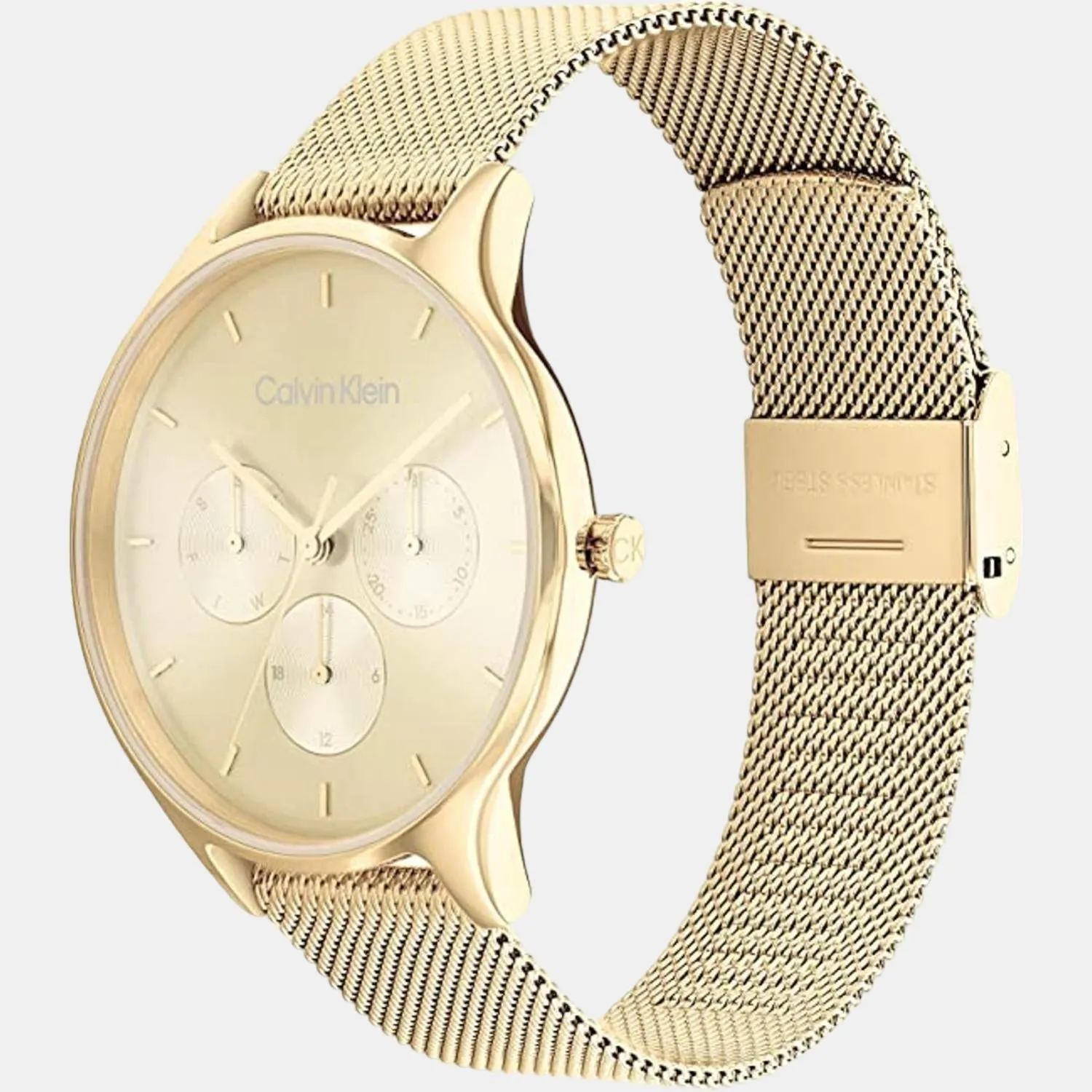 Women Yellow Dial Stainless Steel Multi-Function Watch 25200103