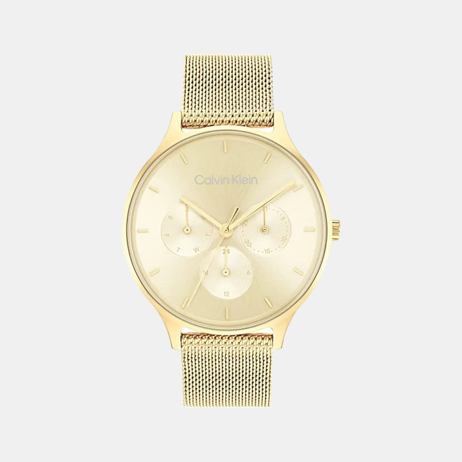 Women Yellow Dial Stainless Steel Multi-Function Watch 25200103