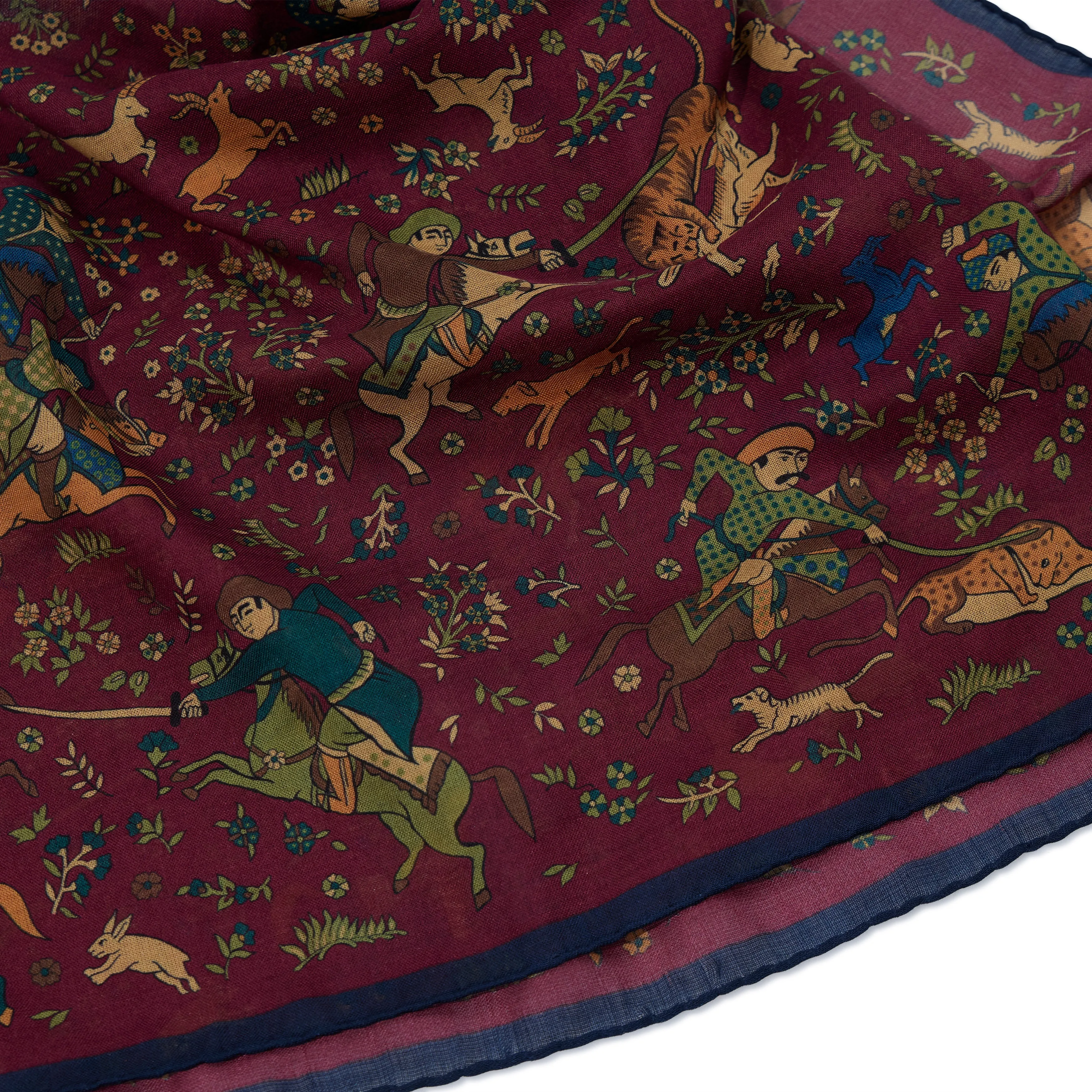 Wool/Silk Mughal Print Square Scarf