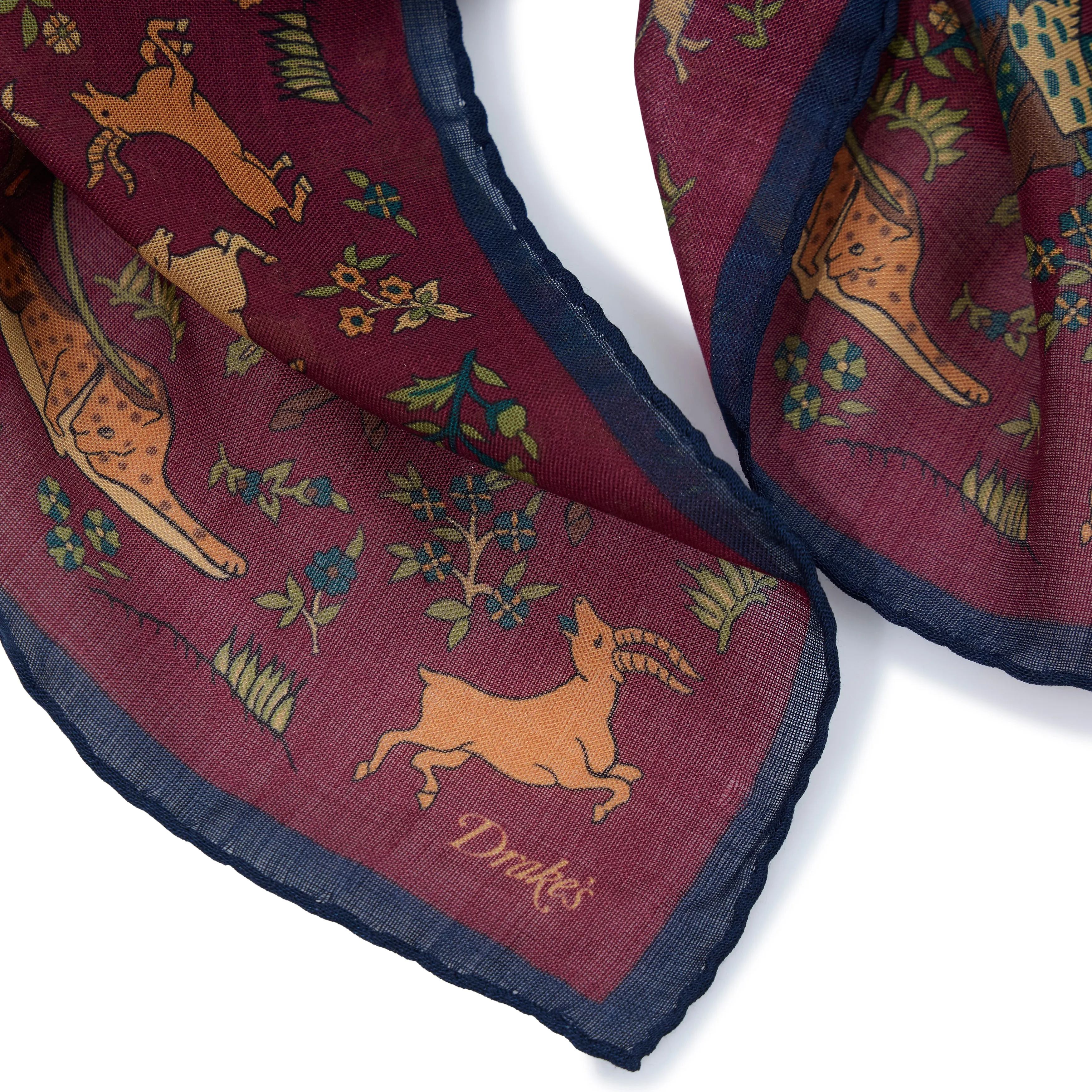 Wool/Silk Mughal Print Square Scarf
